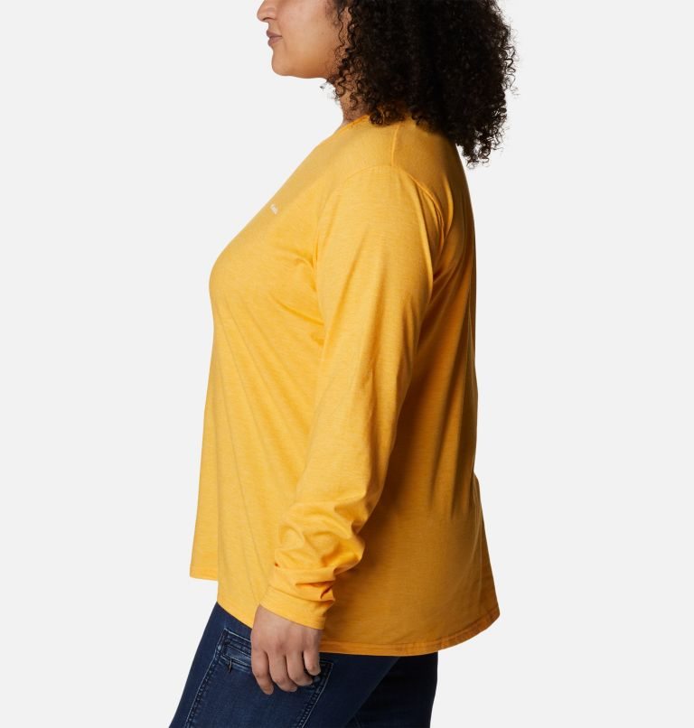 Women's Columbia Sun Trek Long Sleeve T Shirts Mango | Plus Size CA-J814L